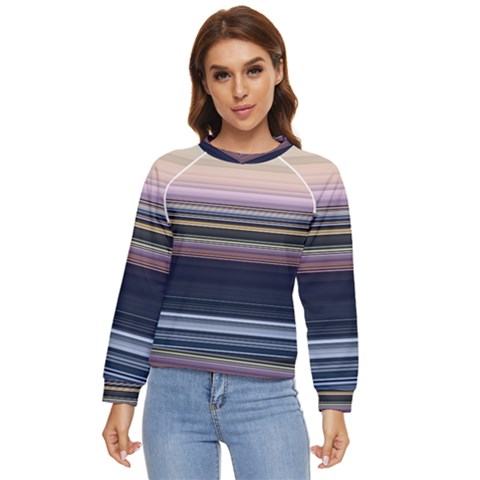 Horizontal Line Strokes Color Lines Women s Long Sleeve Raglan Tee by Bangk1t