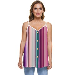 Vertical Line Color Lines Texture Casual Spaghetti Strap Chiffon Top by Bangk1t