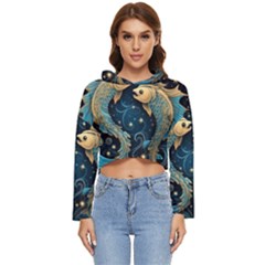 Fish Star Sign Women s Lightweight Cropped Hoodie by Bangk1t