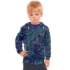 Abstract Blue Wave Texture Patten Kids  Hooded Pullover by Bangk1t