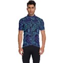 Abstract Blue Wave Texture Patten Men s Short Sleeve Cycling Jersey View1