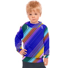 Color Lines Slanting Green Blue Kids  Hooded Pullover by Bangk1t