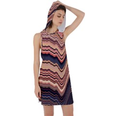 Jagged Pink Amplitude Waves Racer Back Hoodie Dress by Bangk1t