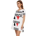 I love cherry juice Tiered Short Sleeve Babydoll Dress View3