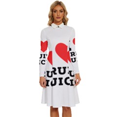 I Love Fruit Juice Long Sleeve Shirt Collar A-line Dress by ilovewhateva