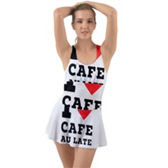 I Love Cafe Au Late Ruffle Top Dress Swimsuit by ilovewhateva