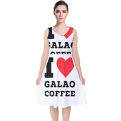 I Love Galao Coffee V-neck Midi Sleeveless Dress  by ilovewhateva