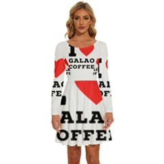 I Love Galao Coffee Long Sleeve Wide Neck Velvet Dress by ilovewhateva