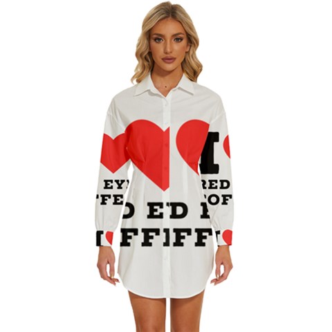 I Love Red Eye Coffee Womens Long Sleeve Shirt Dress by ilovewhateva