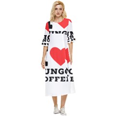 I Love Lungo Coffee  Double Cuff Midi Dress by ilovewhateva