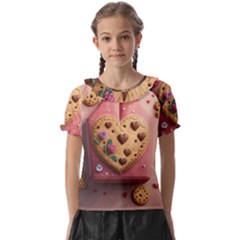 Cookies Valentine Heart Holiday Gift Love Kids  Frill Chiffon Blouse by Ndabl3x