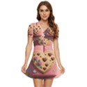 Cookies Valentine Heart Holiday Gift Love V-Neck High Waist Chiffon Mini Dress View1