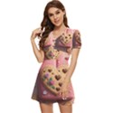 Cookies Valentine Heart Holiday Gift Love V-Neck High Waist Chiffon Mini Dress View2