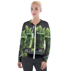 Drink Spinach Smooth Apple Ginger Velvet Zip Up Jacket by Ndabl3x