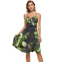 Drink Spinach Smooth Apple Ginger Sleeveless Tie Front Chiffon Dress by Ndabl3x