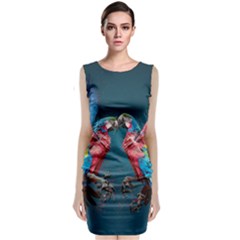 Birds Parrots Love Ornithology Species Fauna Sleeveless Velvet Midi Dress by Ndabl3x