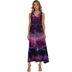 Landscape Painting Purple Tree V-neck Sleeveless Loose Fit Overalls by Ndabl3x