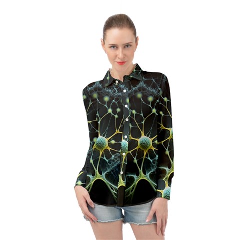 Neuron Network Long Sleeve Chiffon Shirt by Ndabl3x