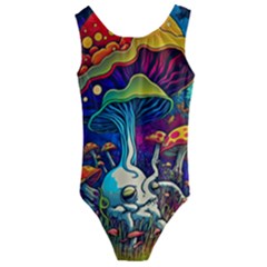 Mushrooms Fungi Psychedelic Kids  Cut-out Back One Piece Swimsuit by Ndabl3x