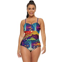 Mushrooms Fungi Psychedelic Retro Full Coverage Swimsuit by Ndabl3x