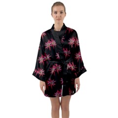 Chic Dreams Botanical Motif Pattern Design Long Sleeve Satin Kimono by dflcprintsclothing