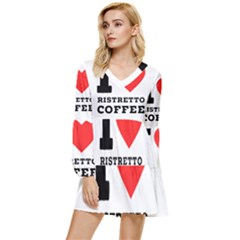 I Love Ristretto Coffee Tiered Long Sleeve Mini Dress by ilovewhateva