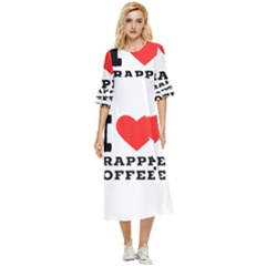 I Love Frappe Coffee Double Cuff Midi Dress by ilovewhateva