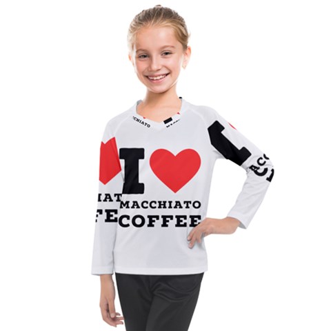 I Love Macchiato Coffee Kids  Long Mesh Tee by ilovewhateva