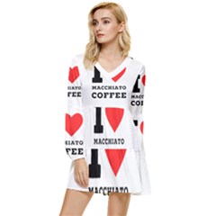 I Love Macchiato Coffee Tiered Long Sleeve Mini Dress by ilovewhateva