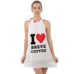 I Love Breve Coffee Halter Tie Back Chiffon Dress by ilovewhateva