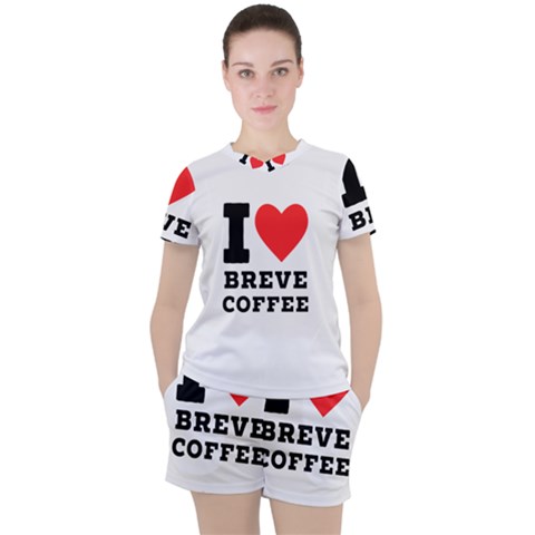 I Love Breve Coffee Women s Tee And Shorts Set by ilovewhateva