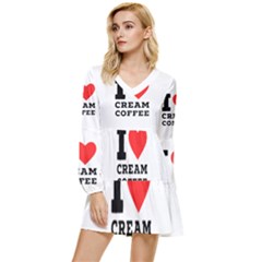 I Love Cream Coffee Tiered Long Sleeve Mini Dress by ilovewhateva