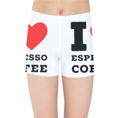 I Love Espresso Coffee Kids  Sports Shorts by ilovewhateva