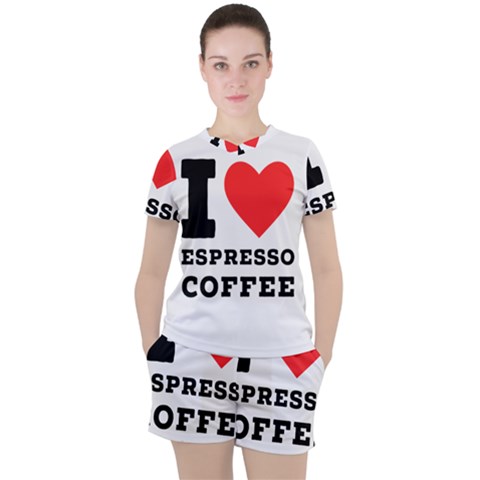 I Love Espresso Coffee Women s Tee And Shorts Set by ilovewhateva