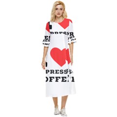 I Love Espresso Coffee Double Cuff Midi Dress by ilovewhateva