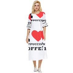 I Love Cappuccino Coffee Double Cuff Midi Dress by ilovewhateva