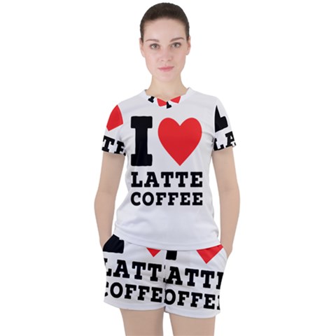 I Love Latte Coffee Women s Tee And Shorts Set by ilovewhateva