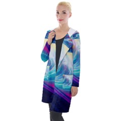 Wave Ocean Sea Tsunami Nautical Nature Water Hooded Pocket Cardigan by Wav3s