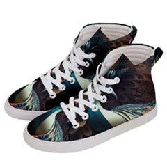 Peacock Bird Feathers Plumage Colorful Texture Abstract Men s Hi-top Skate Sneakers by Wav3s