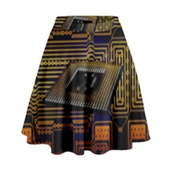 Processor Cpu Board Circuit High Waist Skirt by Wav3s