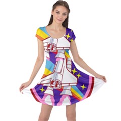 Badge-patch-pink-rainbow-rocket Cap Sleeve Dress by Wav3s