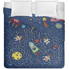 Cat-cosmos-cosmonaut-rocket Duvet Cover Double Side (king Size) by Wav3s