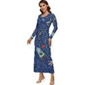 Cat-cosmos-cosmonaut-rocket Long Sleeve Longline Maxi Dress View2