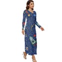 Cat-cosmos-cosmonaut-rocket Long Sleeve Longline Maxi Dress View3