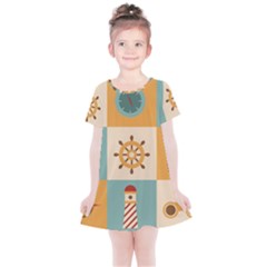 Nautical-elements-collection Kids  Simple Cotton Dress by Wav3s