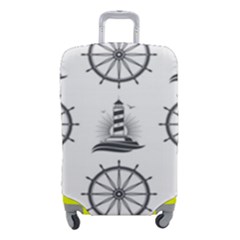 Marine-nautical-seamless-pattern-with-vintage-lighthouse-wheel Luggage Cover (small) by Wav3s