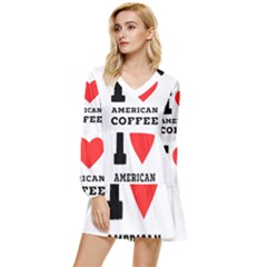 I Love American Coffee Tiered Long Sleeve Mini Dress by ilovewhateva