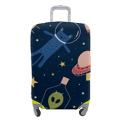 Seamless-pattern-with-funny-aliens-cat-galaxy Luggage Cover (small) by Wav3s