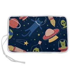 Seamless-pattern-with-funny-aliens-cat-galaxy Pen Storage Case (s) by Wav3s