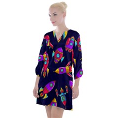 Space-patterns Open Neck Shift Dress by Wav3s